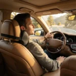 Appuie-tête mémoire de forme pour voiture en cuir perforé