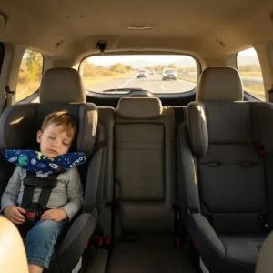 Cale tête bébé voiture motif dinosaure bleu