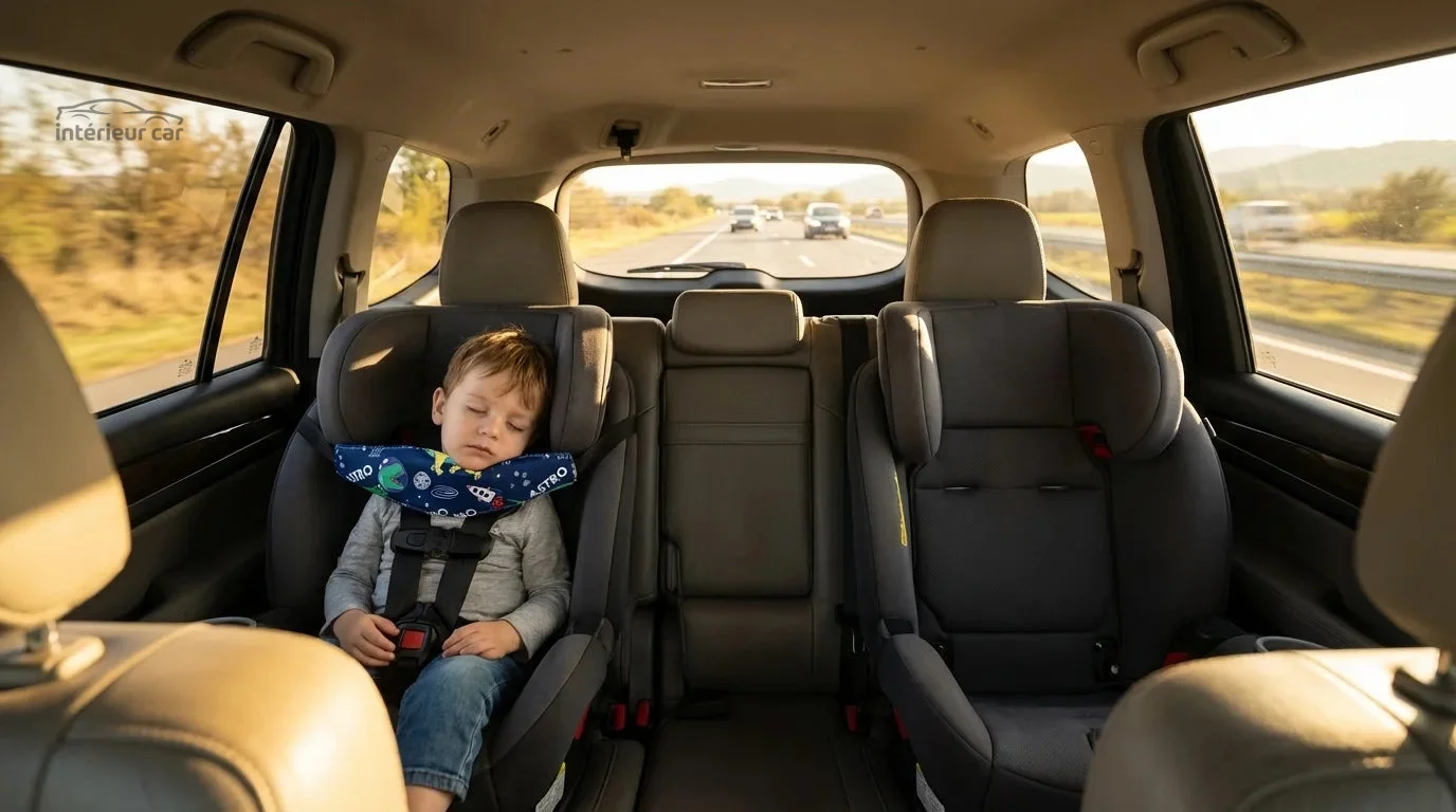 Cale tête bébé voiture motif dinosaure bleu