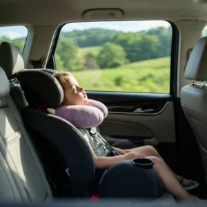 Cale tête voiture licorne en velours mauve