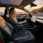 Coussin ergonomique conducteur en maille grise pour voiture