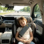 Coussin ceinture voiture enfant en tissu respirant gris