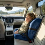 Coussin dos enfant voiture en velours bleu
