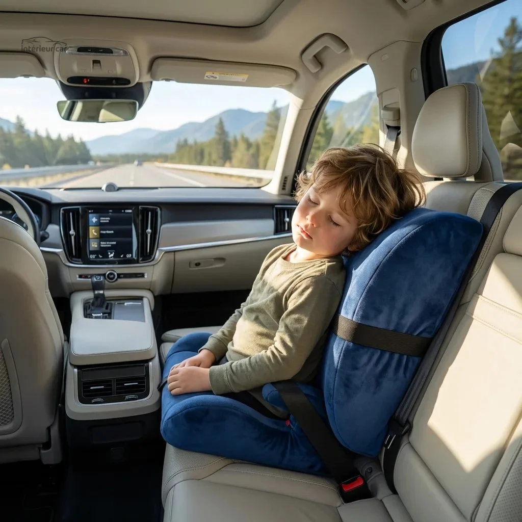 Coussin dos pour enfant voiture - Velours Bleu