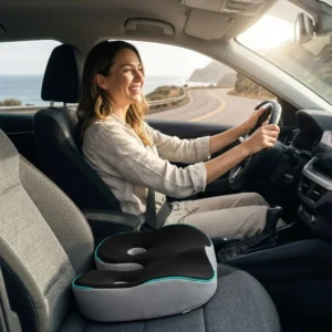 Accessoire voiture ergonomique, coussin noir déhoussable