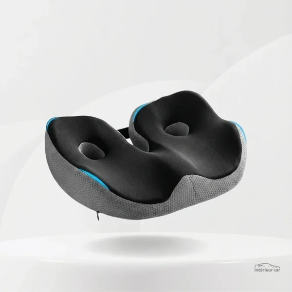 Coussin noir pour soulagement du coccyx en voiture, déhoussable