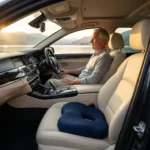Coussin ergonomique voiture bleu nuit pour seniors
