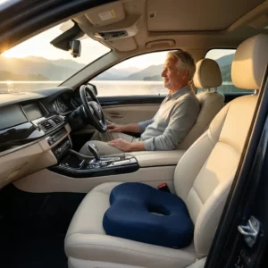 Coussin ergonomique voiture bleu nuit pour seniors