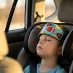 Accessoire bébé voiture, coussin tête motif hiboux vivants
