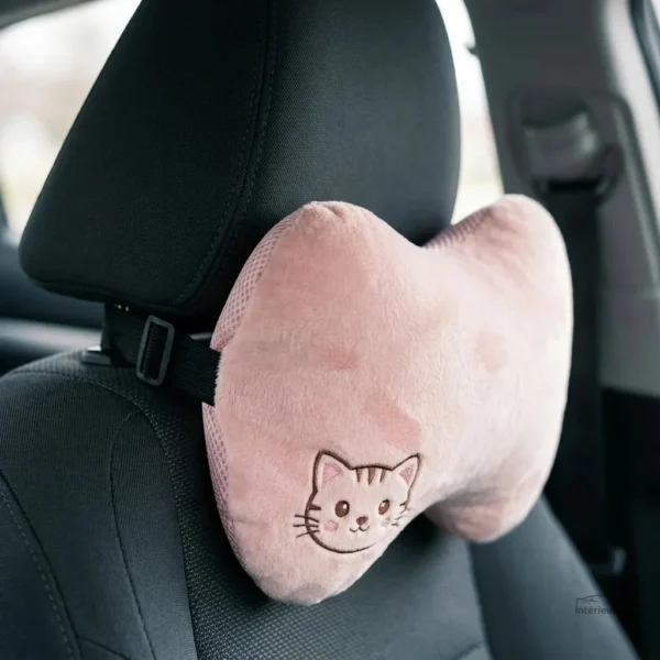 Coussin cervical pour voiture, design chaton rose