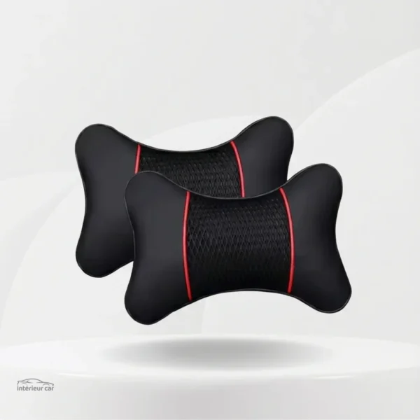 Accessoire auto : oreiller en cuir noir, style moderne et fonctionnel