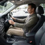 Coussin auto ergonomique en cuir noir et gris pour soutien